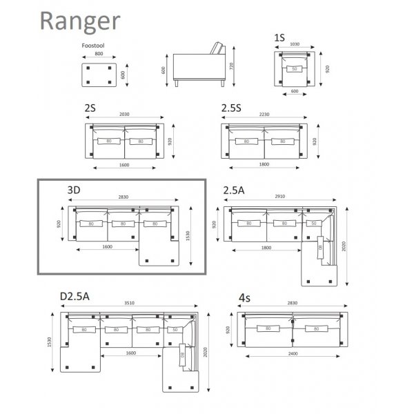 Ranger divaanisohva oikeanpuoleinen - Konjakki nahka Ranger divaanisohva oikeanpuoleinen - Konjakki nahka