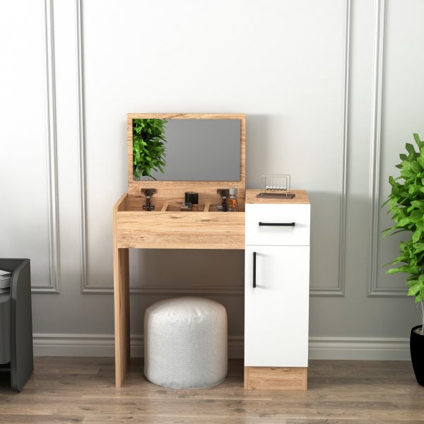 Inci peilipöytä 77 x 37,3 cm - Mänty/valkoinen Inci peilipöytä 77 x 37,3 cm - Mänty/valkoinen