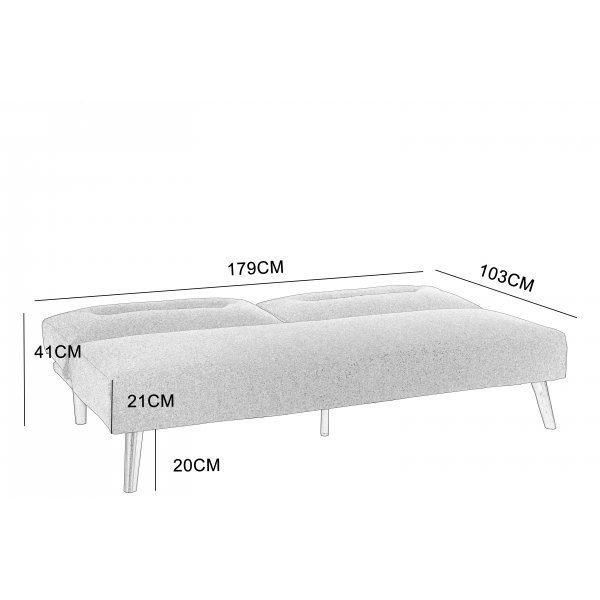 Vuodesohva Kiruna - Tummanharmaa kangas | 179 cm