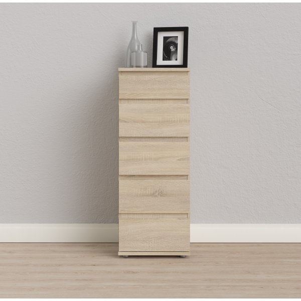 Nova kapea lipasto 5 laatikolla - tammi Nova kapea lipasto 5 laatikolla - tammi