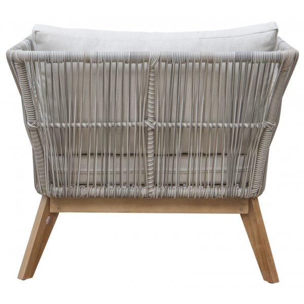 Inez-oleskelutilaryhm�; sohva, 2 nojatuolia ja sohvap�yt� - harmaata keinorotingkia ja akaasiapuuta