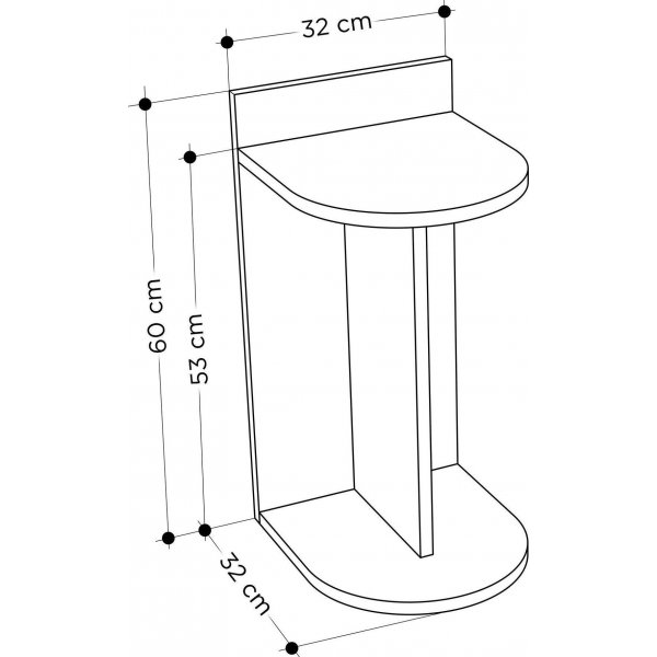 Dom-sivupyt 32 x 32 cm - Valkoinen/tammi