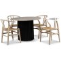 Sumo-ruokailuryhm 105 cm sis. 4 Brandon-ruokailutuolia kalkittu - musta tahra / beige Empradore + 3.00 x Huonekalujen jalat