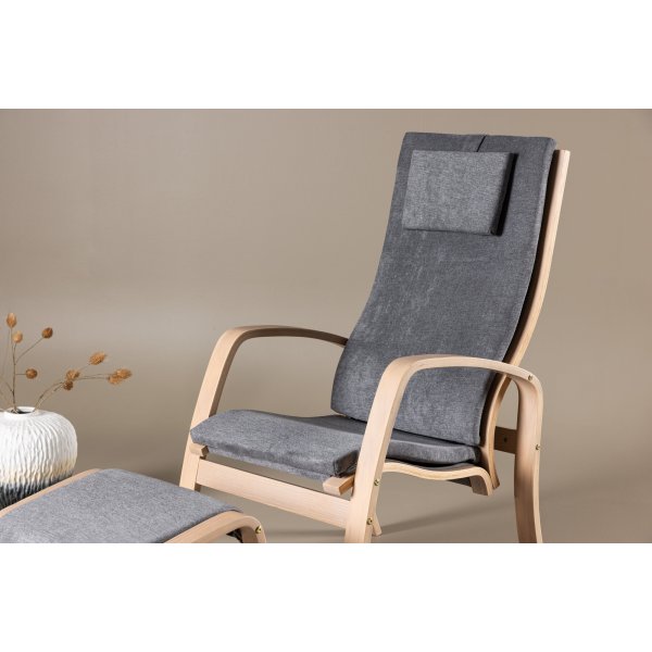 Grötö lepotuoli - Tummanharmaa/valkittu Grötö lepotuoli - Tummanharmaa/valkittu