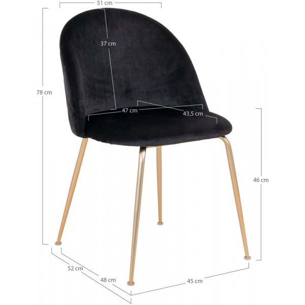 Geneve ruokapöydän tuoli - musta/messinki Geneve ruokapöydän tuoli - musta/messinki