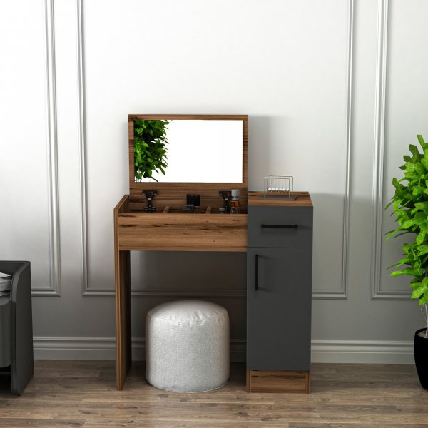 Inci peilipöytä 77 x 37,3 cm - Vaalea pähkinä/antrasiitti Inci peilipöytä 77 x 37,3 cm - Vaalea pähkinä/antrasiitti