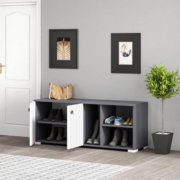 Sarandon kenkkaappi - antrasiitti/valkoinen