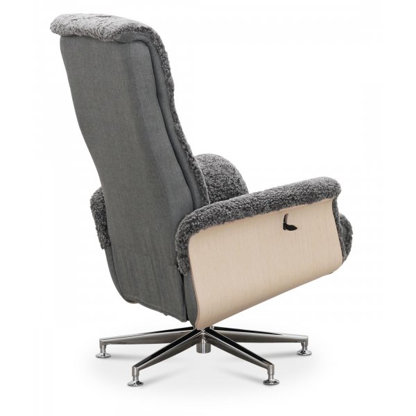 Nojatuoli jalkarahilla aitoa lampaannahkaa, grafiitinharmaa/valkoinen - Ulla + Huonekalujen tekstiilien hoito Nojatuoli jalkarahilla aitoa lampaannahkaa, grafiitinharmaa/valkoinen - Ulla + Huonekalujen tekstiilien hoito