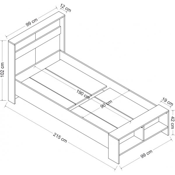 Life-sänky 90x190 cm - Antrasiitti/valkoinen Life-sänky 90x190 cm - Antrasiitti/valkoinen