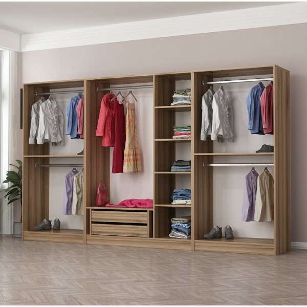 Cavolo vaatekaappi 315x52x210 cm, variantti A - ruskea Cavolo vaatekaappi 315x52x210 cm, variantti A - ruskea