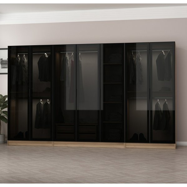 Cavolo vaatekaappi 315x52x210 cm, variantti A - ruskea Cavolo vaatekaappi 315x52x210 cm, variantti A - ruskea