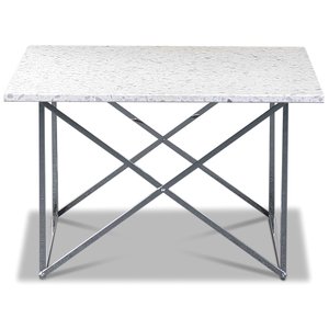 Terrazzo-sohvapöytä 75x75 cm - Bianco Terrazzo & Kromattu Cross-runko Terrazzo-sohvapöytä 75x75 cm - Bianco Terrazzo & Kromattu Cross-runko