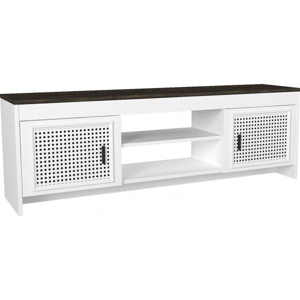 Valmis mediapenkki - Valkoinen/tummanruskea Valmis mediapenkki - Valkoinen/tummanruskea