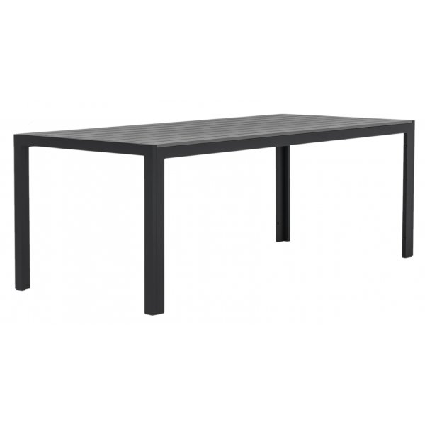 Ruokailuryhm�: 6 tuolia ja ruokap�yt� 205 x 90 cm musta/harmaa - Las Vegas/Asta