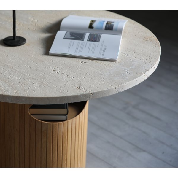 Arto pyöreä sohvapöydän korkeus 60 cm - Tammi / Travertiini Arto pyöreä sohvapöydän korkeus 60 cm - Tammi / Travertiini