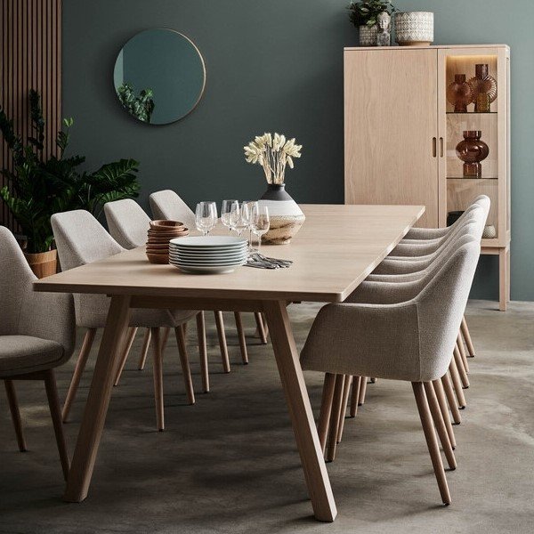 Sandholmen ruokap�yt� 220 x 100 cm - Valkoinen pigmentoitu tammi