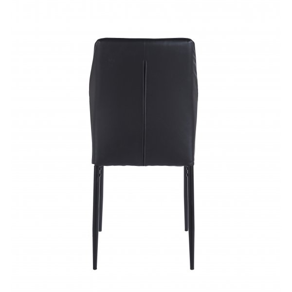 Ruokailuryhm� Sand� ruokap�yt� �120cm valkoinen terrazzo, 4 Inez-ruokatuolia mustasta keinonahasta