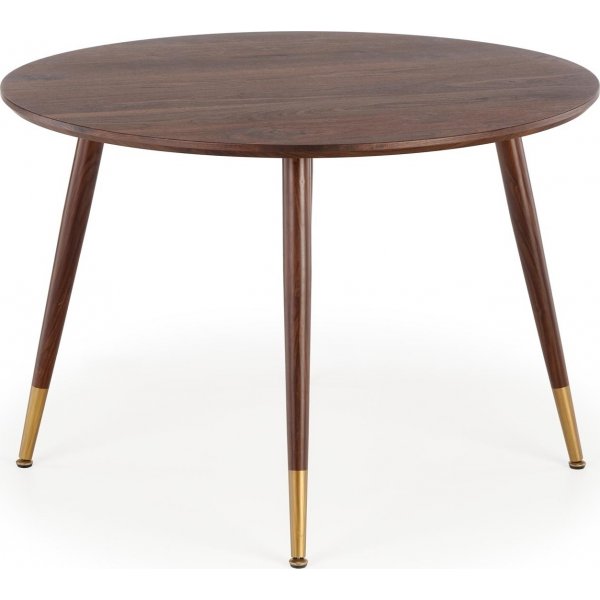 Phkinpuusta valmistettu ruokapyt, halkaisija 110 cm, kultaiset yksityiskohdat