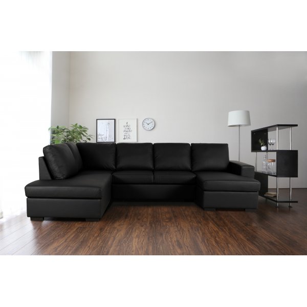 Solna U-sohva musta PU A3D + Huonekalujen tekstiilien puhdistus