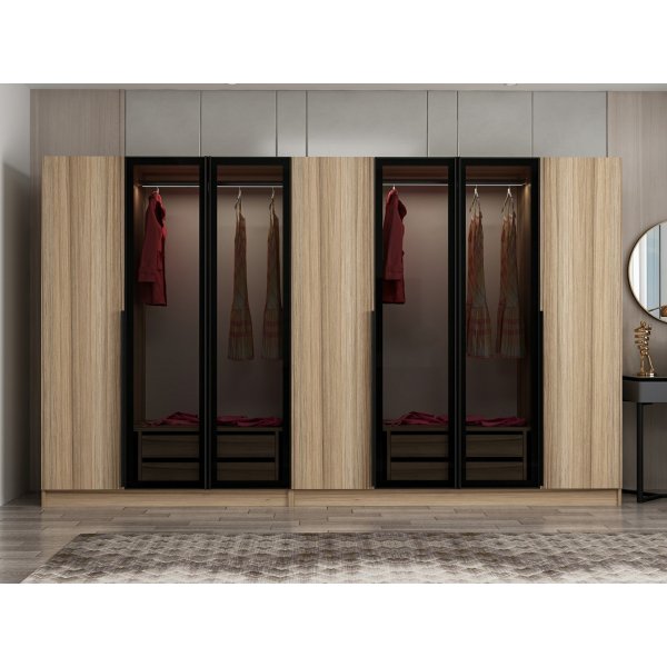 Cikani vaatekaappi peiliovilla, 315x52x210 cm - Tammi Cikani vaatekaappi peiliovilla, 315x52x210 cm - Tammi