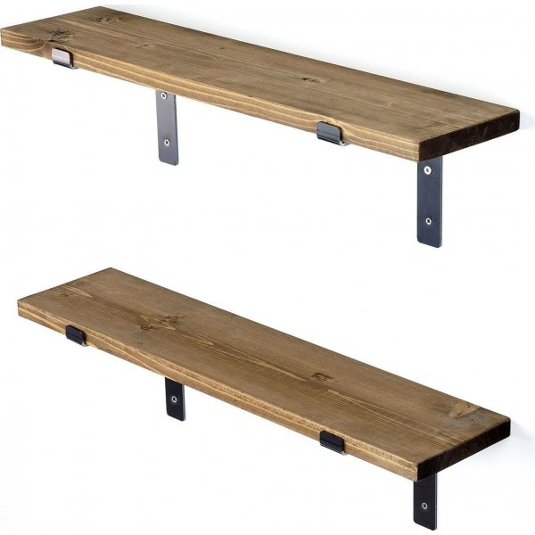 Lamba seinähylly 4 - Musta/pähkinä Lamba seinähylly 4 - Musta/pähkinä