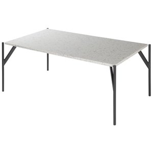 Terrazzo-sohvapöytä 110x60 cm - Bianco Terrazzo & AIR-runko mustasta metallista