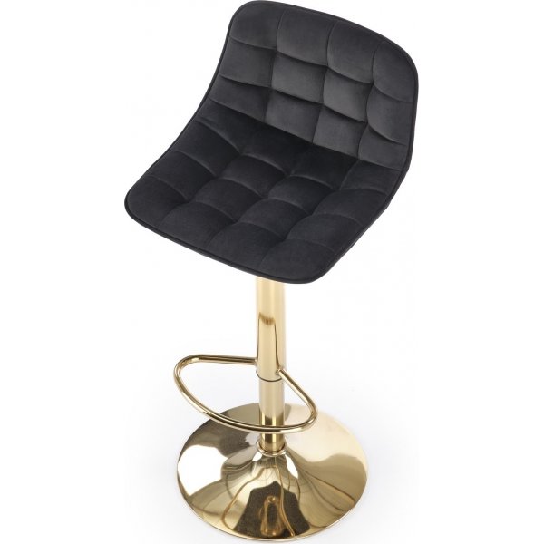Baarituoli musta sametti kultaisilla jaloilla - Istuinkorkeus 62-84 cm