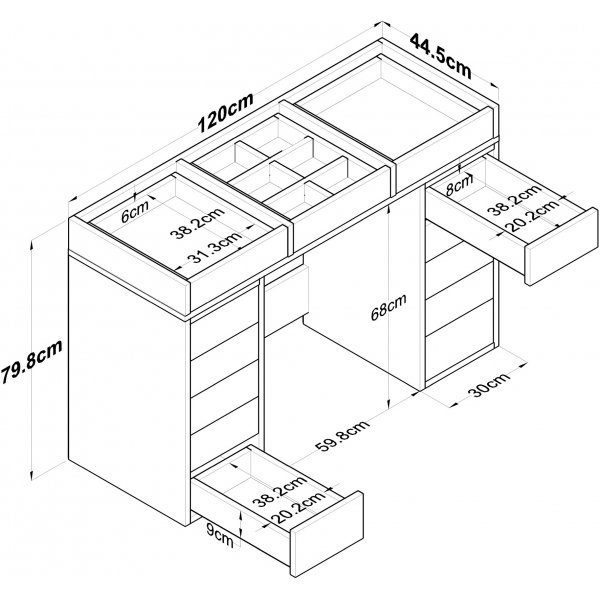 Bijou peilipöytä 5 - 120 x 44,5 cm - Valkoinen Bijou peilipöytä 5 - 120 x 44,5 cm - Valkoinen