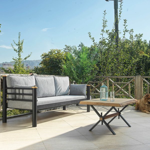 Kappis 3-istuttava ulkosohva - Musta/fume + Huonekalujen tekstiilien hoito