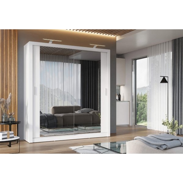 Einar-vaatekaappi 16 LED-valolla - Valkoinen Einar-vaatekaappi 16 LED-valolla - Valkoinen