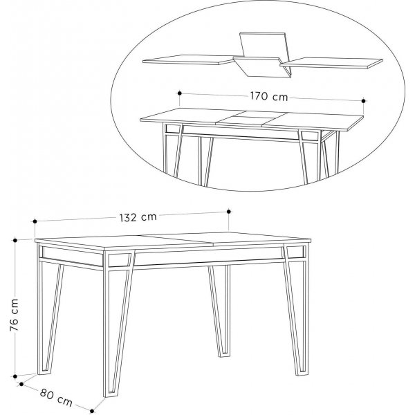 Pal ruokapöytä 132-170 cm - Valkoinen Pal ruokapöytä 132-170 cm - Valkoinen