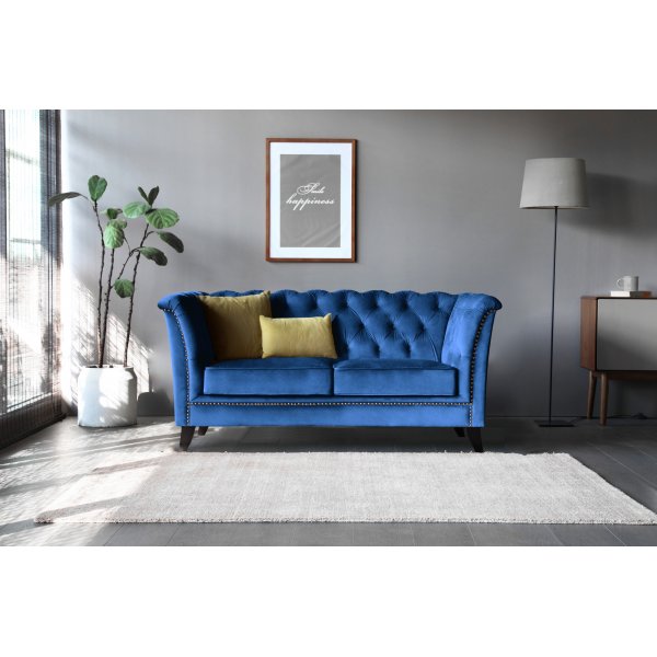 Kahden istuttava sohva Milton Chesterfield - Tummansininen sametti Kahden istuttava sohva Milton Chesterfield - Tummansininen sametti