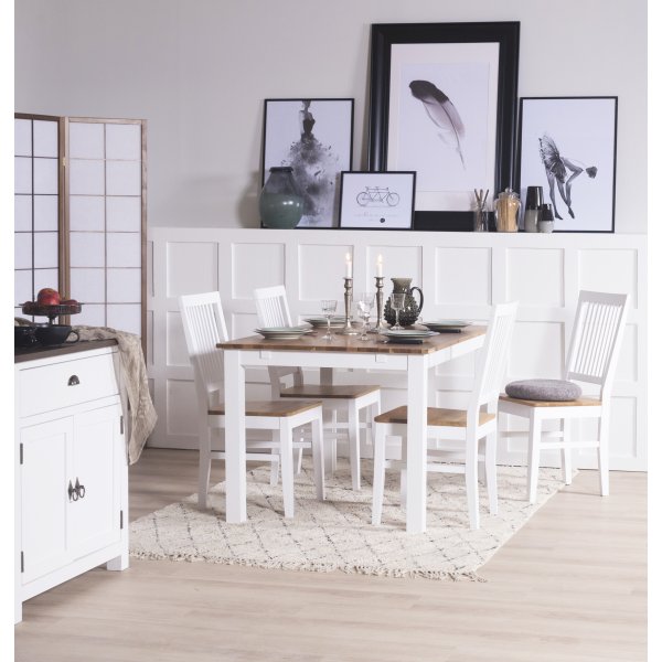 Dalaros- ruokapyt 140cm - Valkoinen / ljytty Tammi