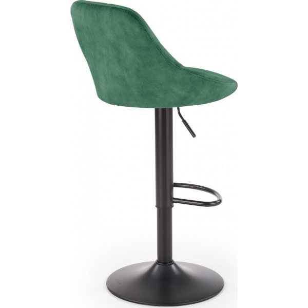 Baarituoli vihre�ll� verhoilulla ja mustalla jalalla
