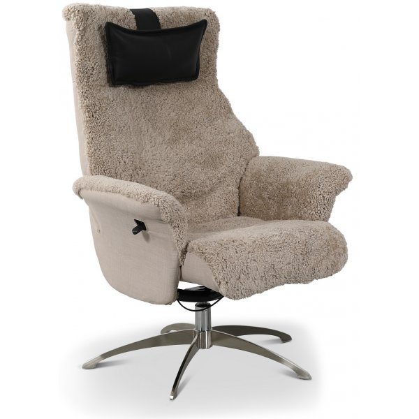 Ullrik nojatuoli lampaannahkaa - Beige lampaannahka