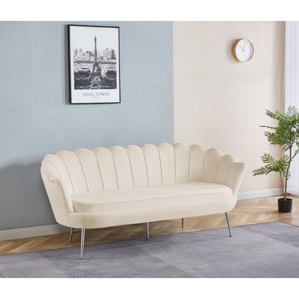 Kingsley 3-istuttava samettisohva beige - 180 cm
