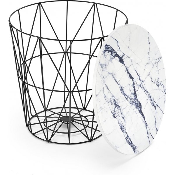 Harissa sohvapöytä Ø42 cm - Valkoinen marmori/musta Harissa sohvapöytä Ø42 cm - Valkoinen marmori/musta