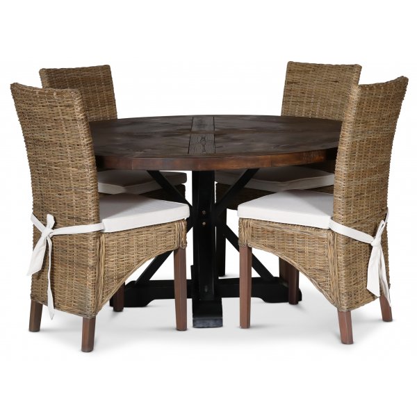 Pyöreä ruokapöytä Ø120 cm - Ruskea / Musta Pyöreä ruokapöytä Ø120 cm - Ruskea / Musta