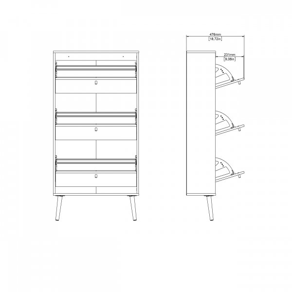 Kenkäkaappi Bodo | 3 taitto-ovea | Mattavalkoinen harmaa Kenkäkaappi Bodo | 3 taitto-ovea | Mattavalkoinen harmaa