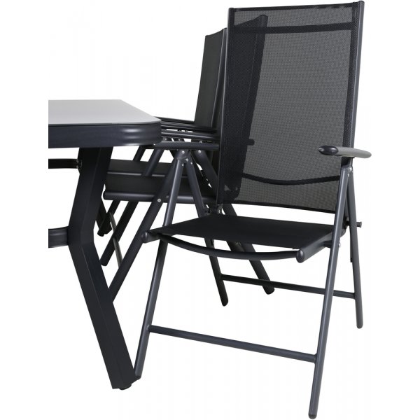 Virya ulkoruokailuryhmä 6 Break-tuolilla - musta/harmaa Virya ulkoruokailuryhmä 6 Break-tuolilla - musta/harmaa