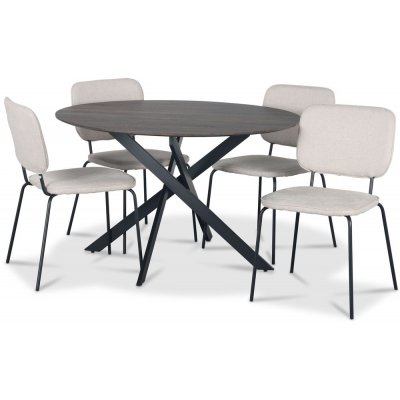 Hogrn ruokailuryhm 120 cm tumma puupyt + 4 Lokrume beige tuolia