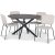 Hogrn ruokailuryhm 120 cm tumma puupyt + 4 Lokrume beige tuolia + 3.00 x Huonekalujen jalat