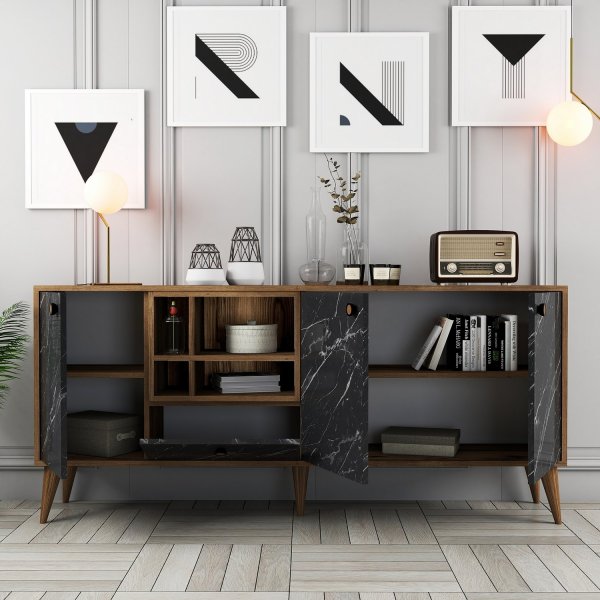 Nappan senkki - musta/pähkinä Nappan senkki - musta/pähkinä