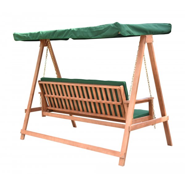 Kokoontaitettava puinen riippumatto vihre�ll� katolla