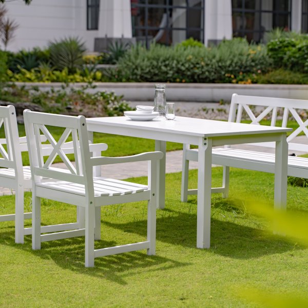 Ulkoruokap�yt� Bohus valkoinen 135 cm