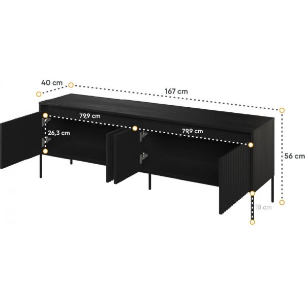 Trend mediapenkki L167 cm - musta Trend mediapenkki L167 cm - musta