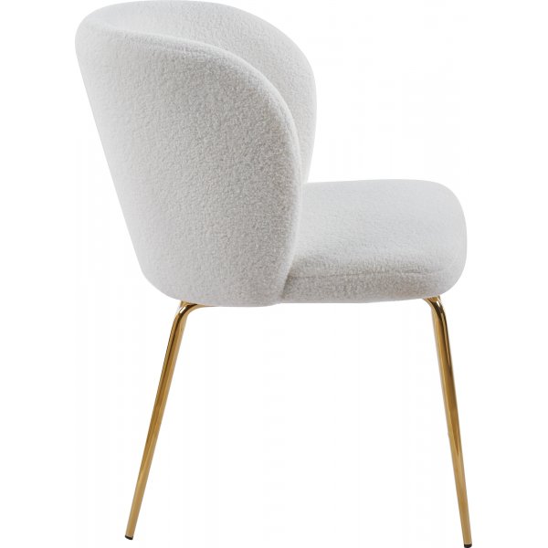 Ruokailuryhm Lanzo 120 cm, beige marmori, 4 tuolia buklee-puvussa ja messinkijalat