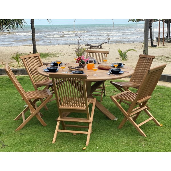 Pyöreä ruokapöytä massiivitiikkiä - Saltö Pyöreä ruokapöytä massiivitiikkiä - Saltö