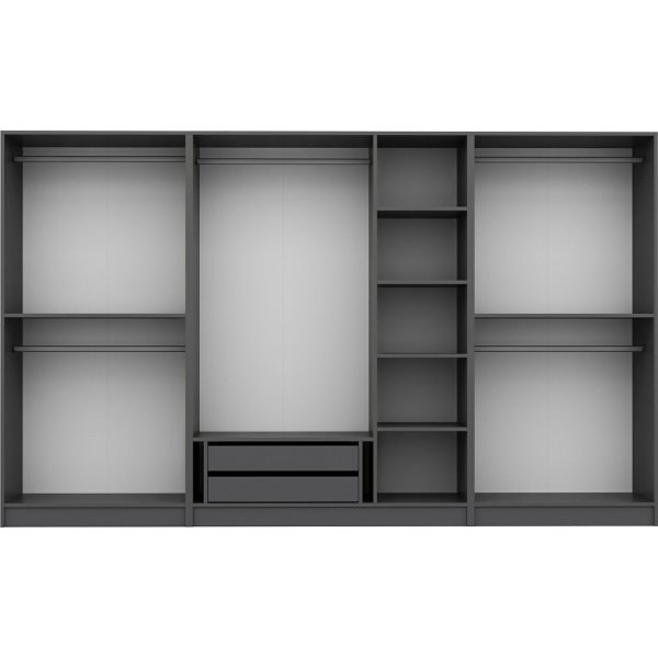 Cikani vaatekaappi 315x52x210 cm, variantti A - antrasiitti