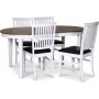 Skagen elintarvikeryhm; ruokapyt 160/210x90 cm - Valkoinen/ruskea ljytty tammi ja 4 Fr-tuolia PU-istuimella
